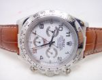 Rolex Daytona SS White Arabic / Brown Leather / Copy Rolex Watch